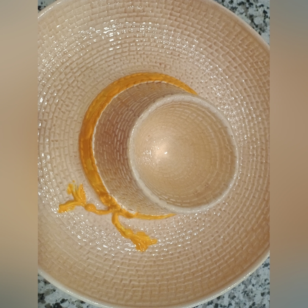 1986 Whittier Ware California Pottery Sombrero Ceramic Chip Dip Bowl - Picture 2 of 6